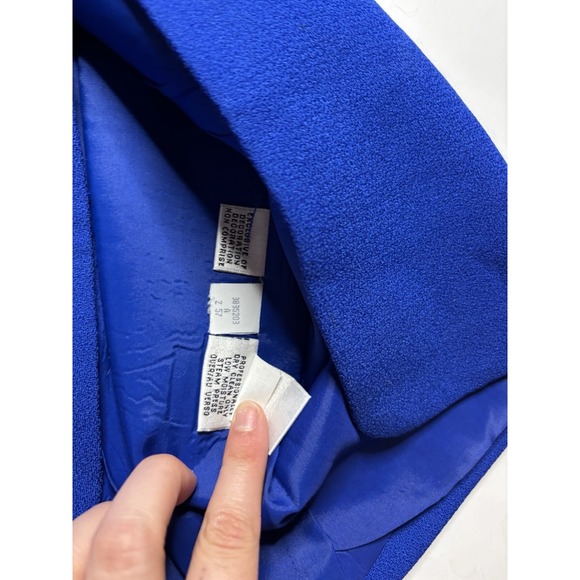 Liz Claiborne Suits Women's Sz 6? SEE 100% Wool Blue Embroidered Skirt Suit Set - Picture 13 of 16